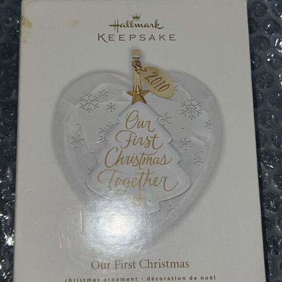 Hallmark Keepsake Ornament Our First Christmas Together 2010 Glass Tree Heart - Picture 1 of 6